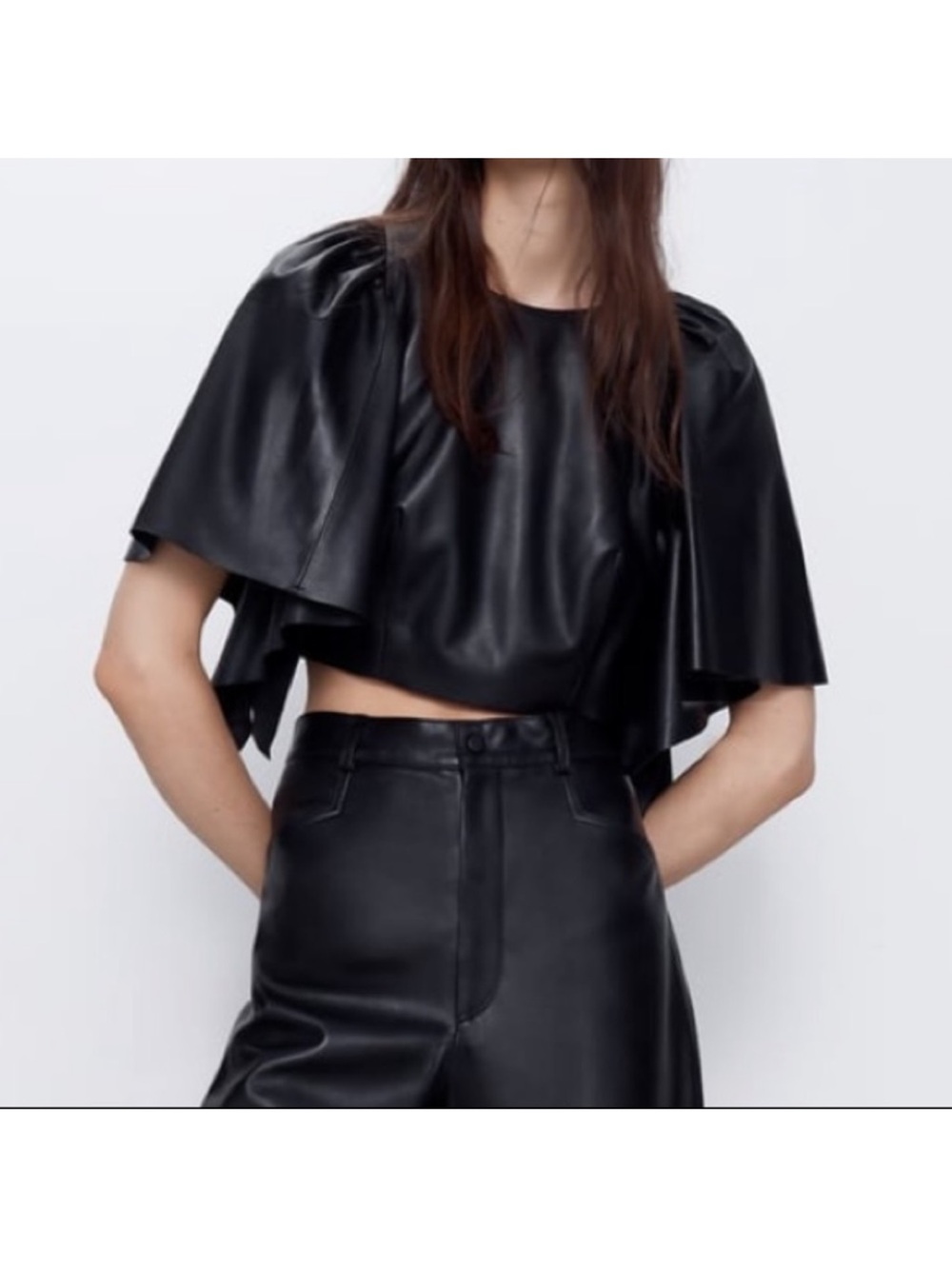 Zara Genuine Leather Voluminous Top size S - Picture 6 of 8